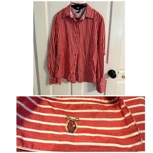 Vintage Tommy Hilfiger Striped Button Down Size 6 Preppy Old Money 100% Cotton